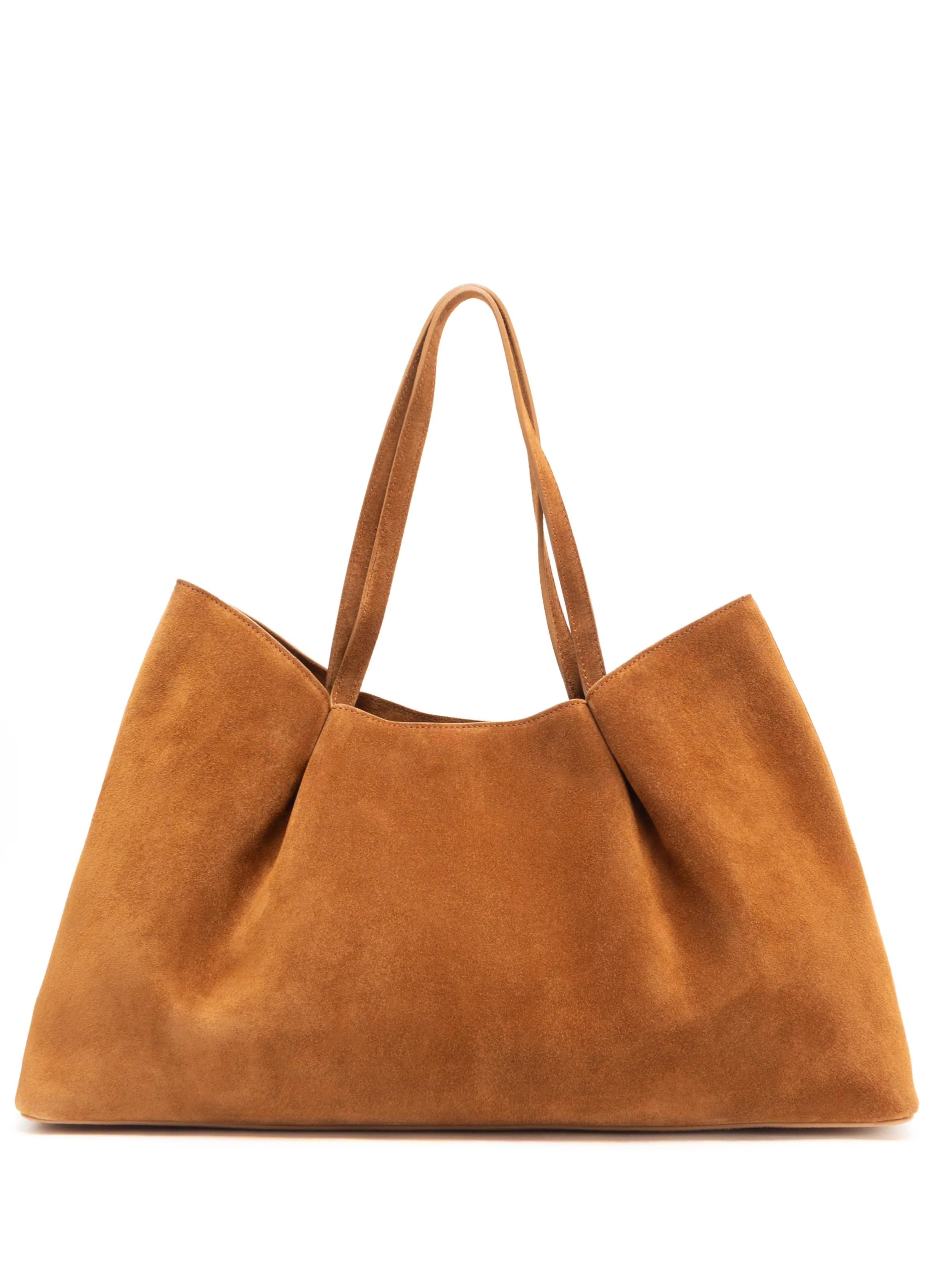 Dimple Tote Suede Cognac - Trendy Work Bags - Elleme | Elleme