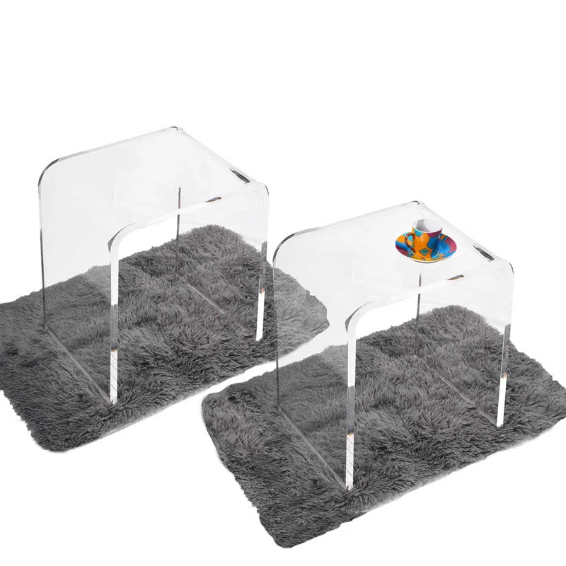Acrylic End Table, Clear Lucite Coffee Table with Waterfall Edges (Set of 2) | Wayfair North America