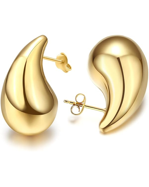 Teardrop Chunky Earrings for Women Trendy Hoop Earring Set Earring Dupes, Gold Earrings | Amazon (US)