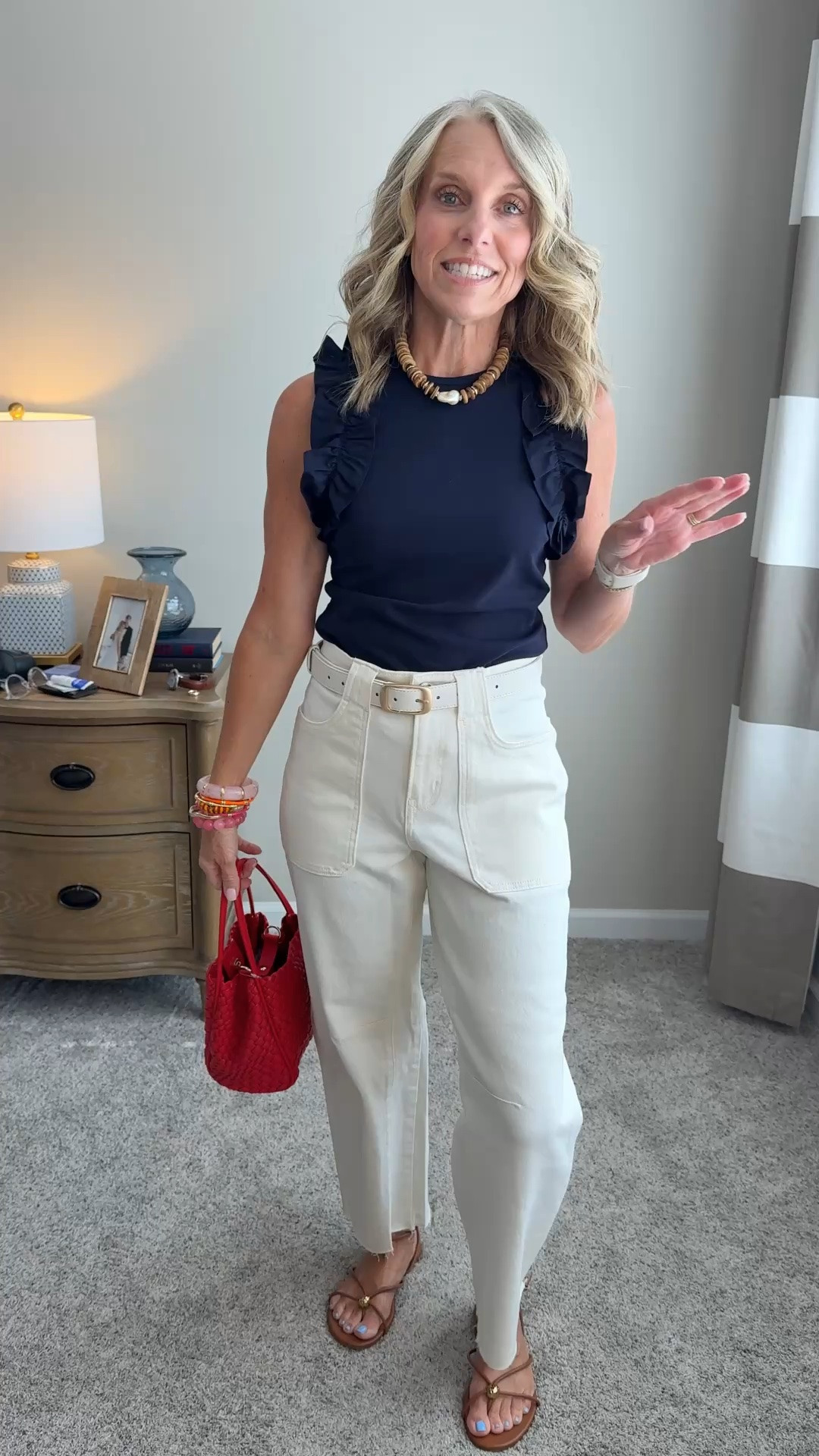 How cute is this tank?!  Comes in 4 colors.  The barrel jeans are some of the best I’ve tried. The colors year round,
