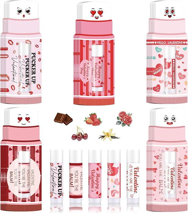 Loopeer 25 Pcs Valentines Lip Balms Bulk Galentines Day Party Favors Valentines Basket Stuffers M... | Amazon (US)