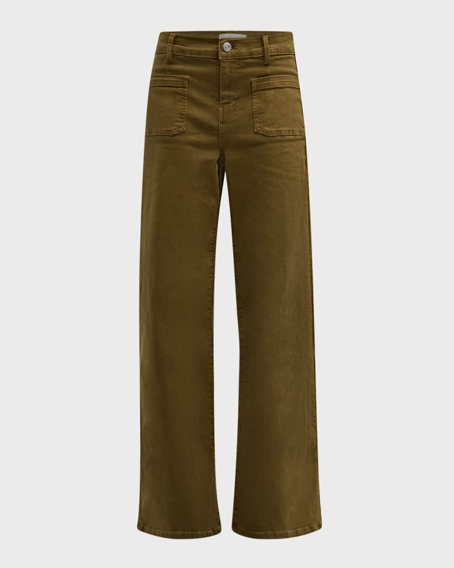 FRAME Le Slim Palazzo Bardot Pocket Jeans | Neiman Marcus
