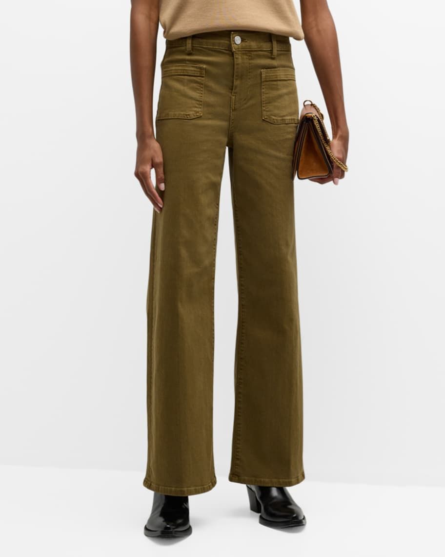 FRAME Le Slim Palazzo Bardot Pocket Jeans | Neiman Marcus