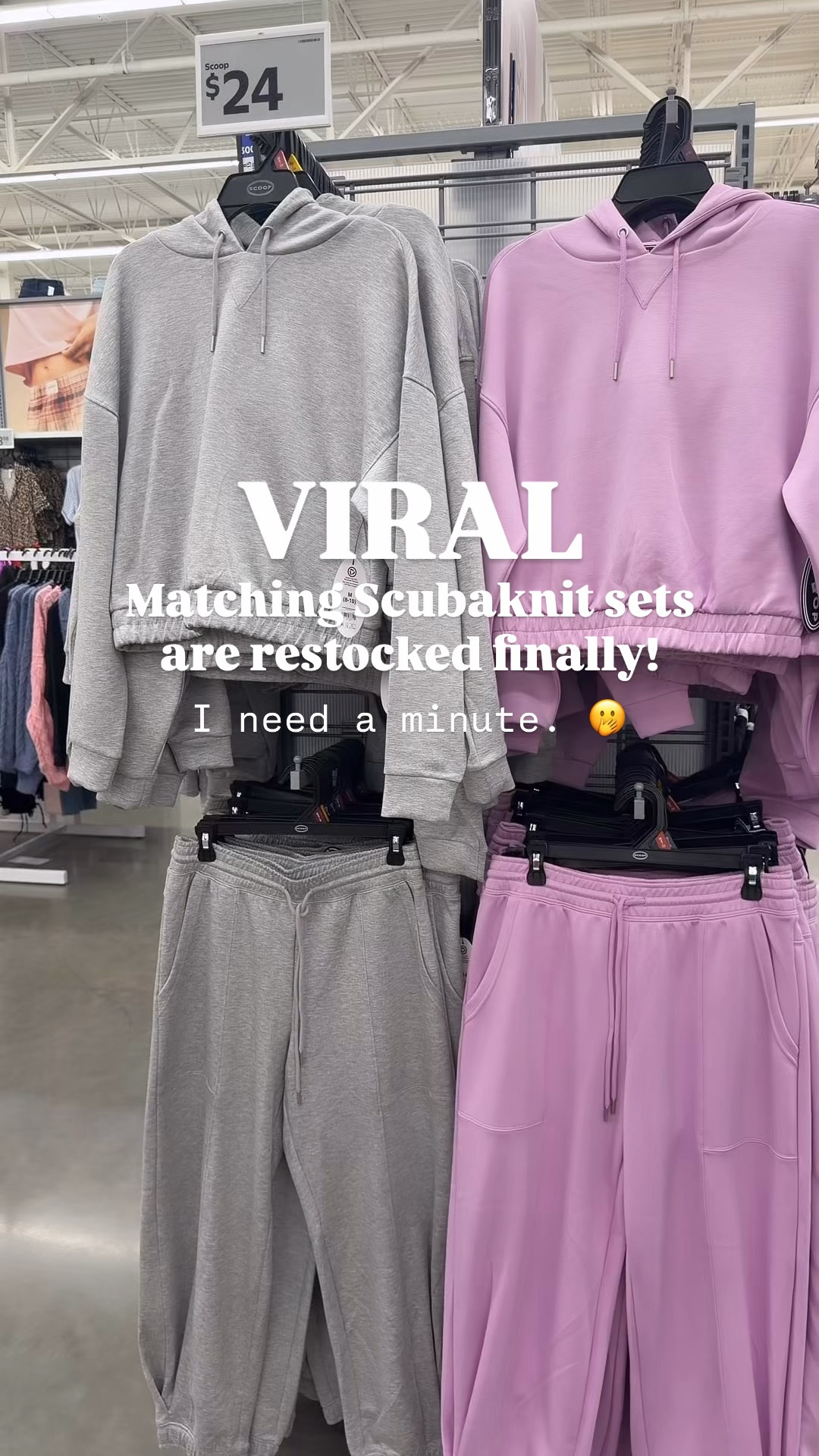 ✨SCROLL TO SHOP✨

Finally back! The Viral Scubaknit matching sets from Walmart! So many cute colors. Barrel sweats have me in a chokehold and these ones are 10/10. 

