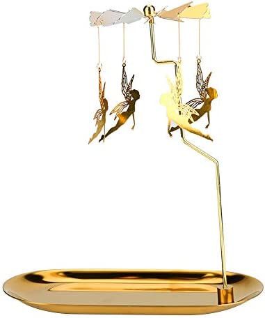 WIOR Rotary Candle Holder, Gold Metal Spinning Flying Angels Tea Lights Candle Holder, Romantic S... | Amazon (US)