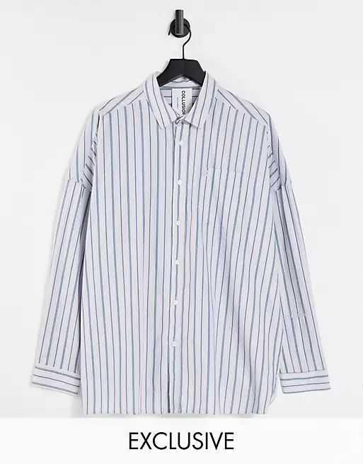 COLLUSION Unisex oversized shirt in blue stripe | ASOS | ASOS (Global)