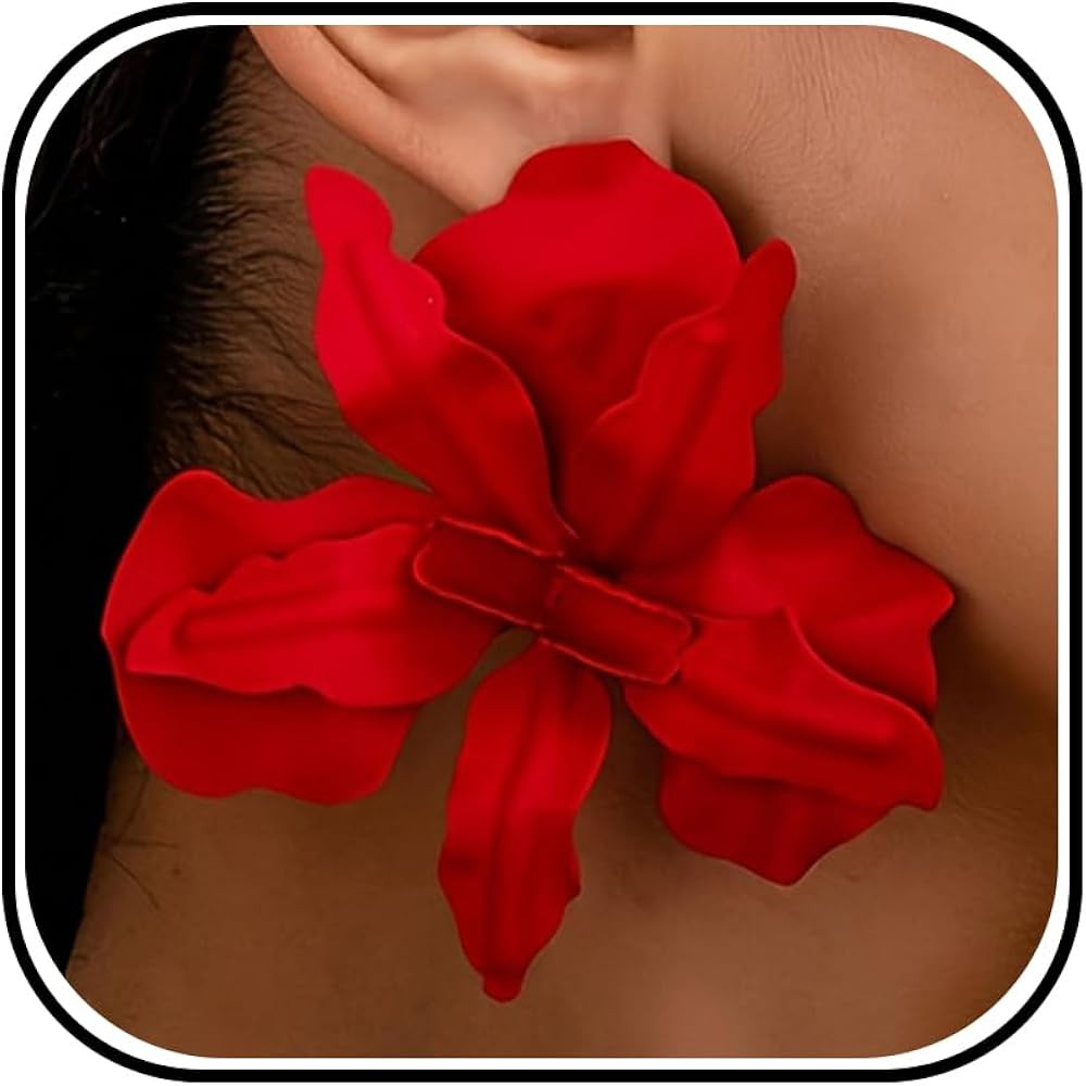 Flower Earrings for Women Big Floral Statement Earrings Oversized Petal Trendy Elegant Daily Outf... | Amazon (US)