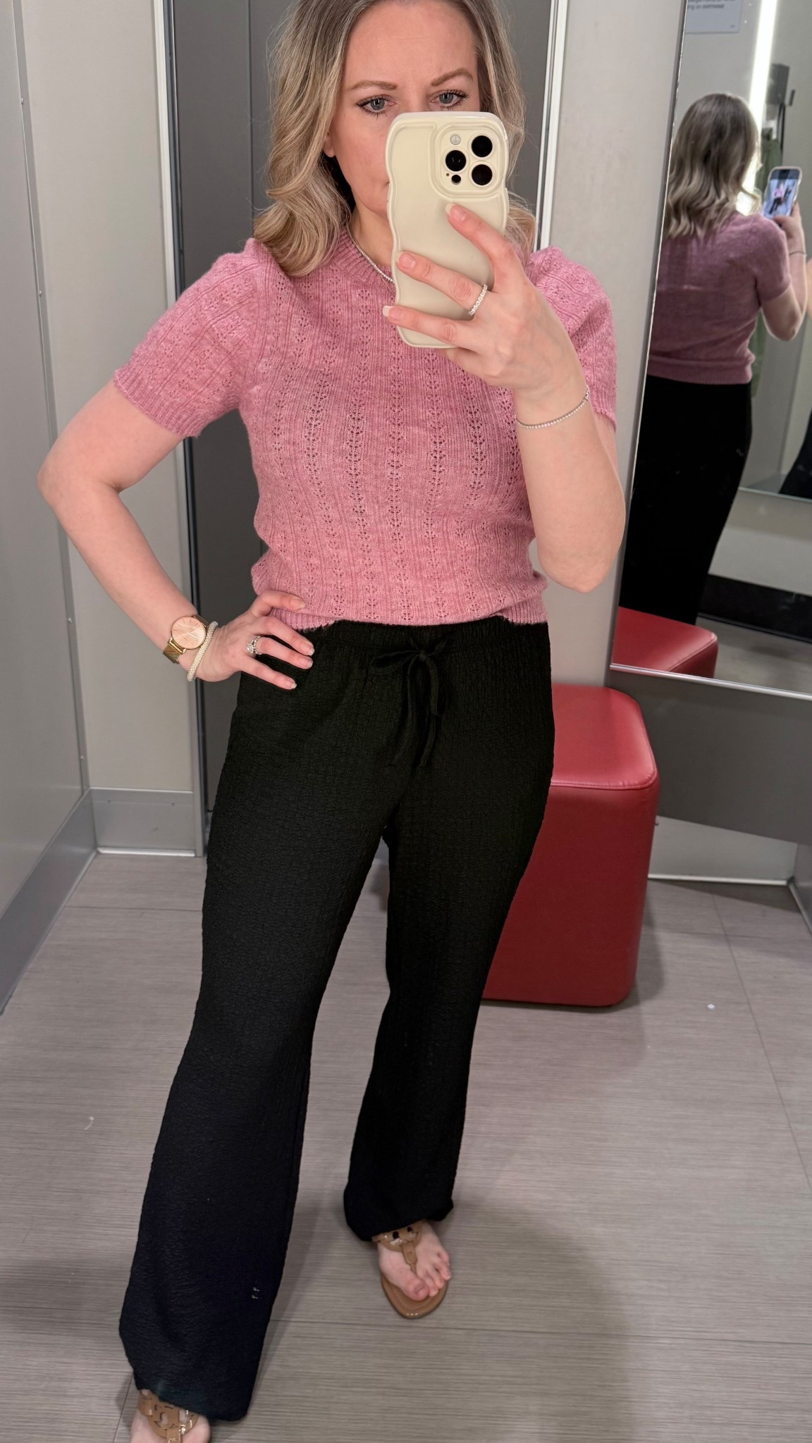 Women's Short Sleeve Pointelle Crewneck Pullover Sweater from Target. Lightweight and nice color for spring. It’s 30% off now. 

#LTKSeasonal #LTKSaleAlert #LTKOver40