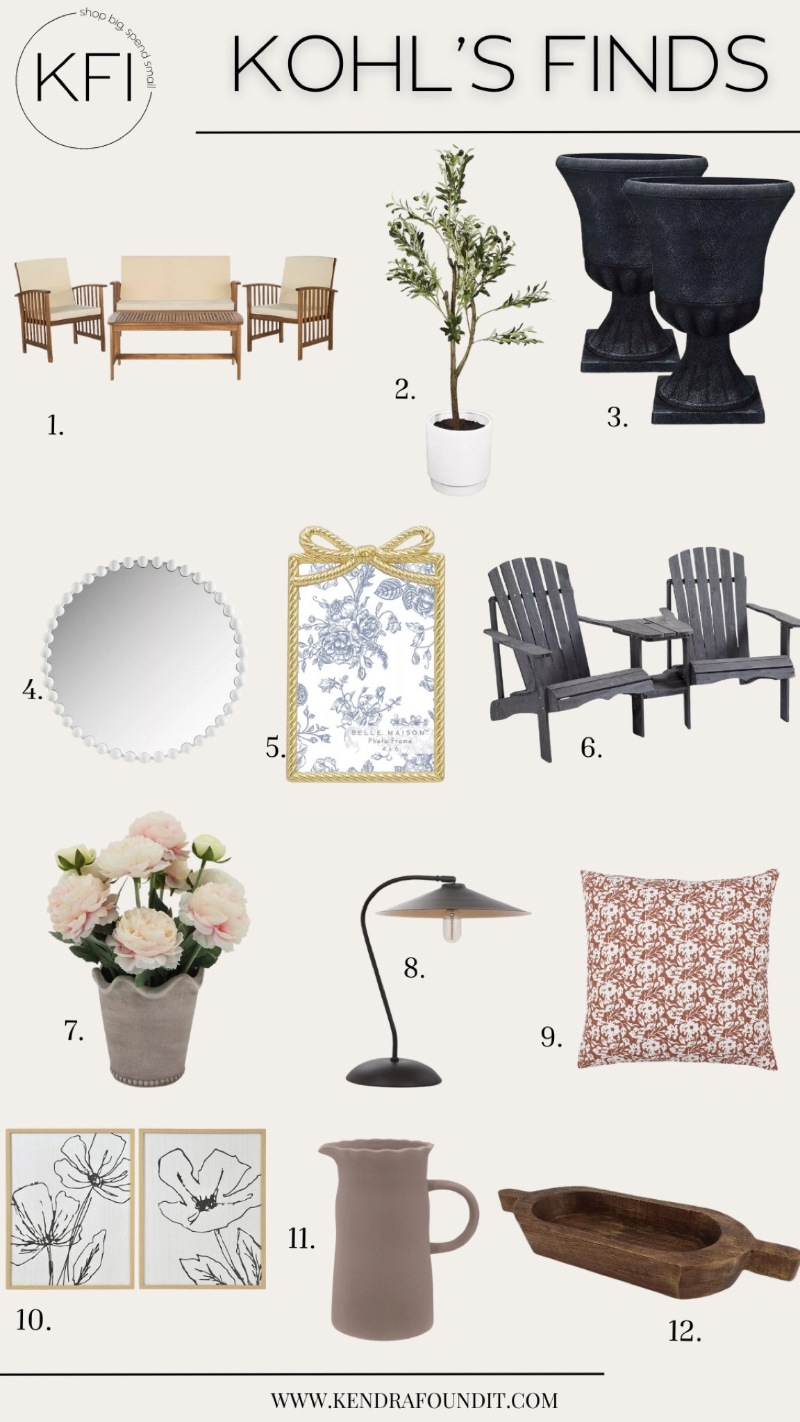 I’ve got some new @kohls find and deals for ya! I did all the shopping work for you and found modern organic home decor that will help you decorate on a budget. If you love transitional style, you’re going to love my affordable faux olive tree, rustic planters, adirondack chairs, floral printed pillow, affordable patio set, round ball mirror, and so much more. ❤️

I would describe my home decor style as modern traditional, so I’m always on the hunt for home items that will get you the look for less. #kohlspartner #kohlsfinds 

#LTKfindsunder50 #LTKsalealert #LTKhome