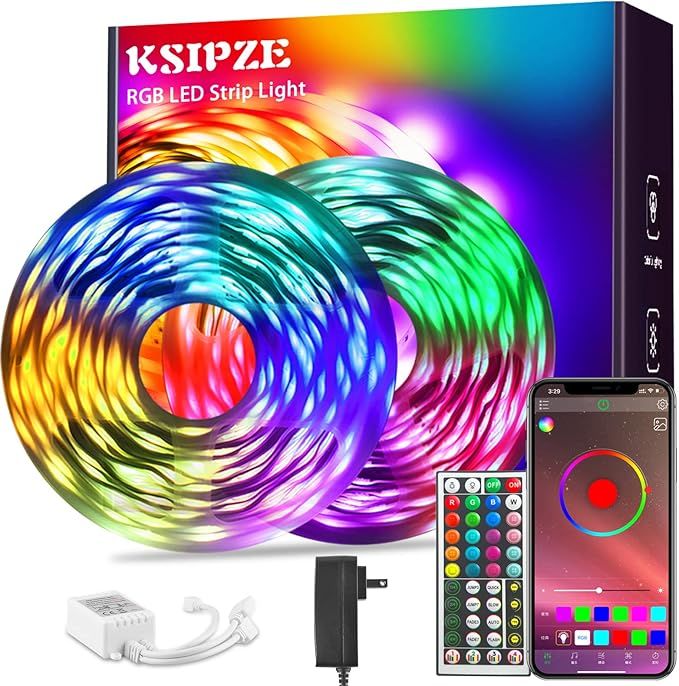 Ksipze 100ft Led Strip Lights RGB Music Sync Color Changing,Bluetooth Led Lights with Smart App C... | Amazon (US)