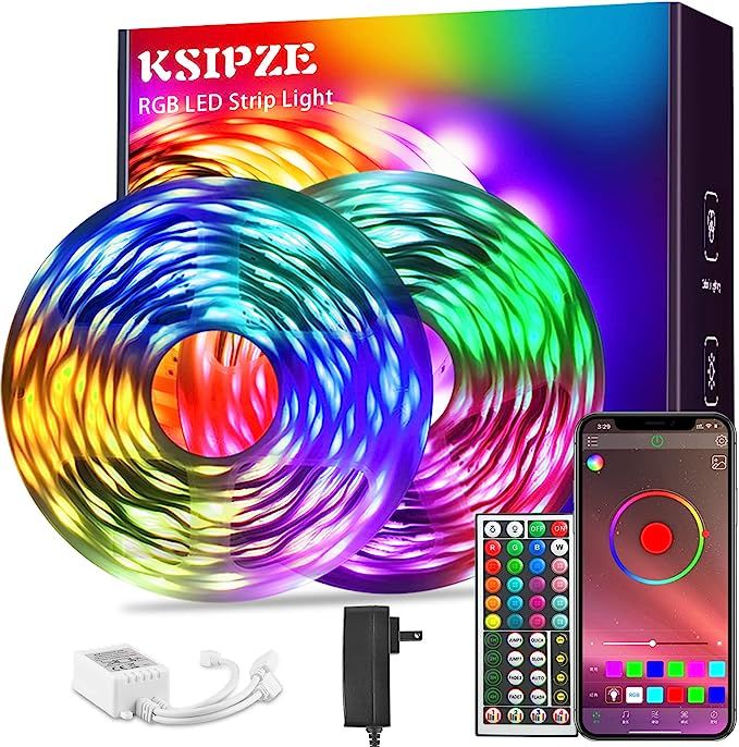 Ksipze 100ft Led Strip Lights RGB Music Sync Color Changing,Bluetooth Led Lights with Smart App C... | Amazon (US)