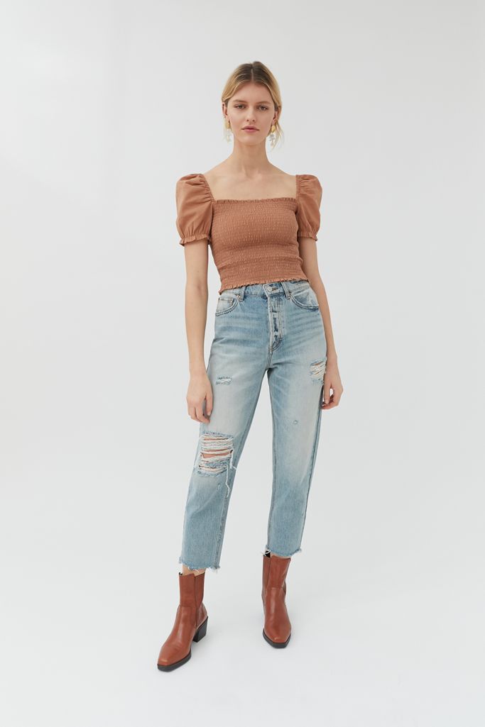 UO Sabrina Smocked Square Neck Top | Urban Outfitters (US and RoW)