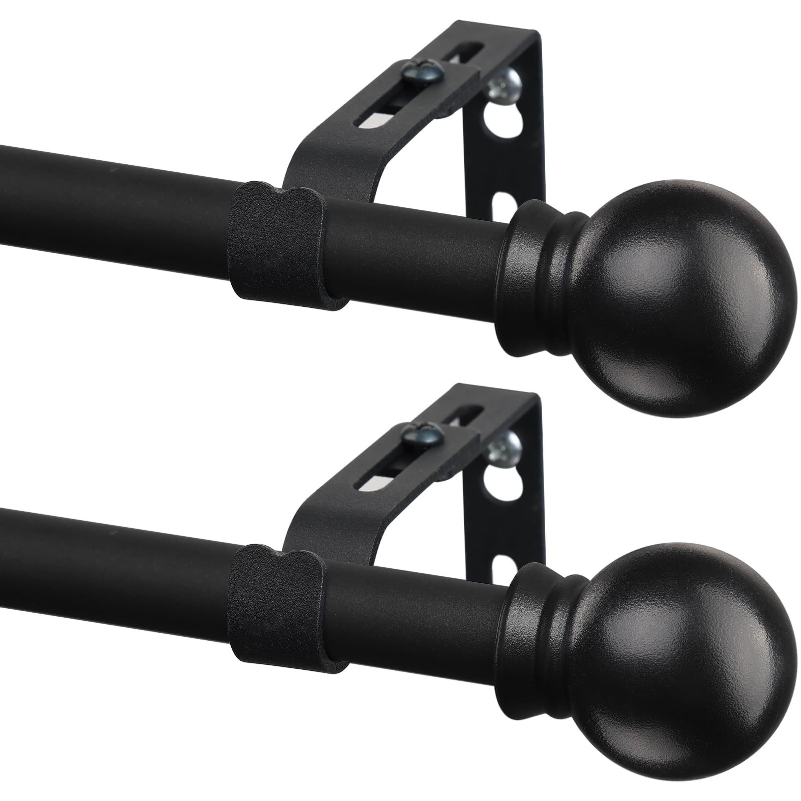 2 Pack Black Curtain Rods, Curtain Rods for Windows 28 to 65 Inch, 5/8 Inch Small Short Drapery C... | Amazon (US)