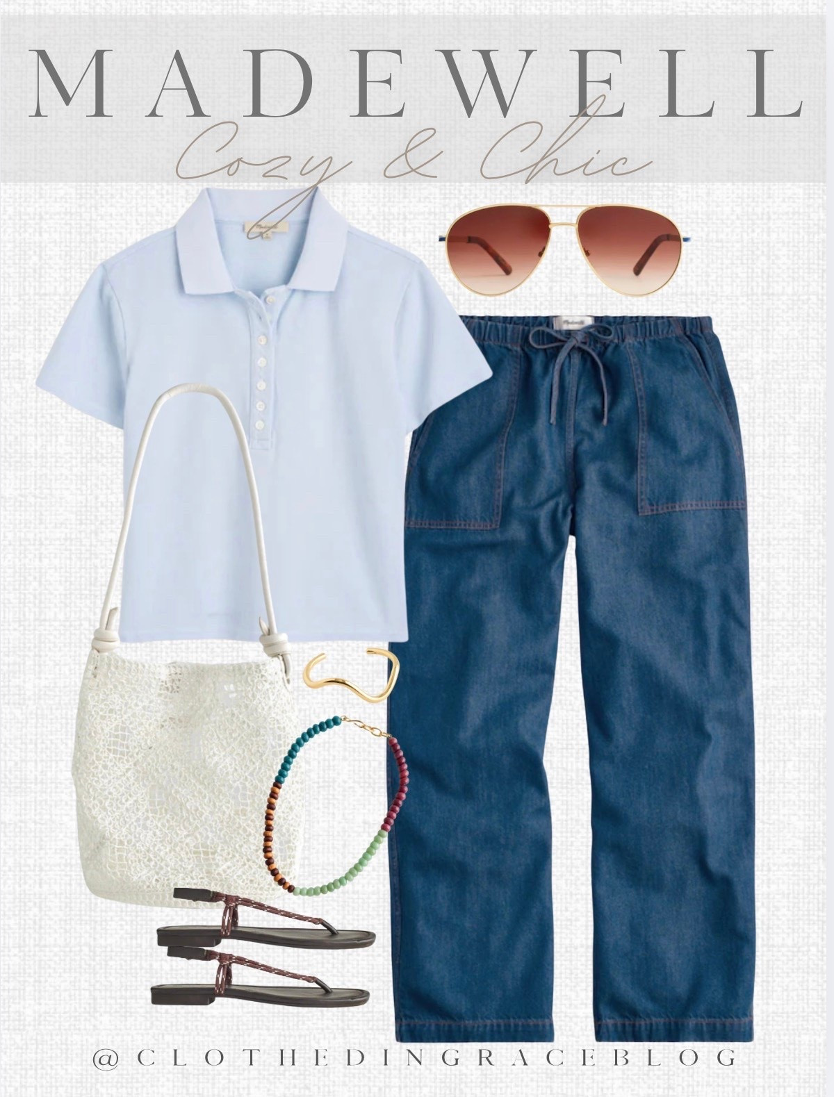 Cozy & chic summer look from Madewell! 

Top, polo, denim pants, bag, sunglasses, necklace, bracelet

#LTKootd #LTKgrwm #LTKSaleAlert