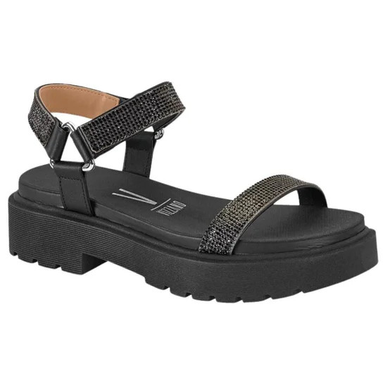 Sandalia Papete Vizzano Brilho Strass Tratorada Feminina - Preto | Netshoes (BR)