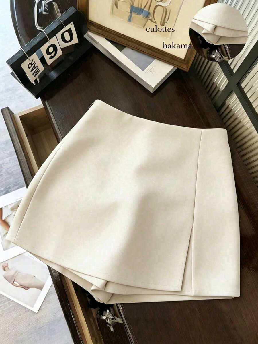 Franclia Fashionable Casual Commuter Versatile Textured Soft Fabric High Waist Slit Women Shorts/... | SHEIN