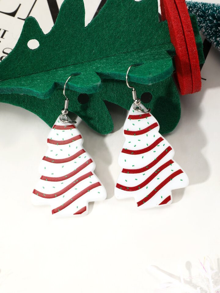 1pair Minimalist Christmas Tree Design Dangle Earrings For Women - Christmas Gift | SHEIN