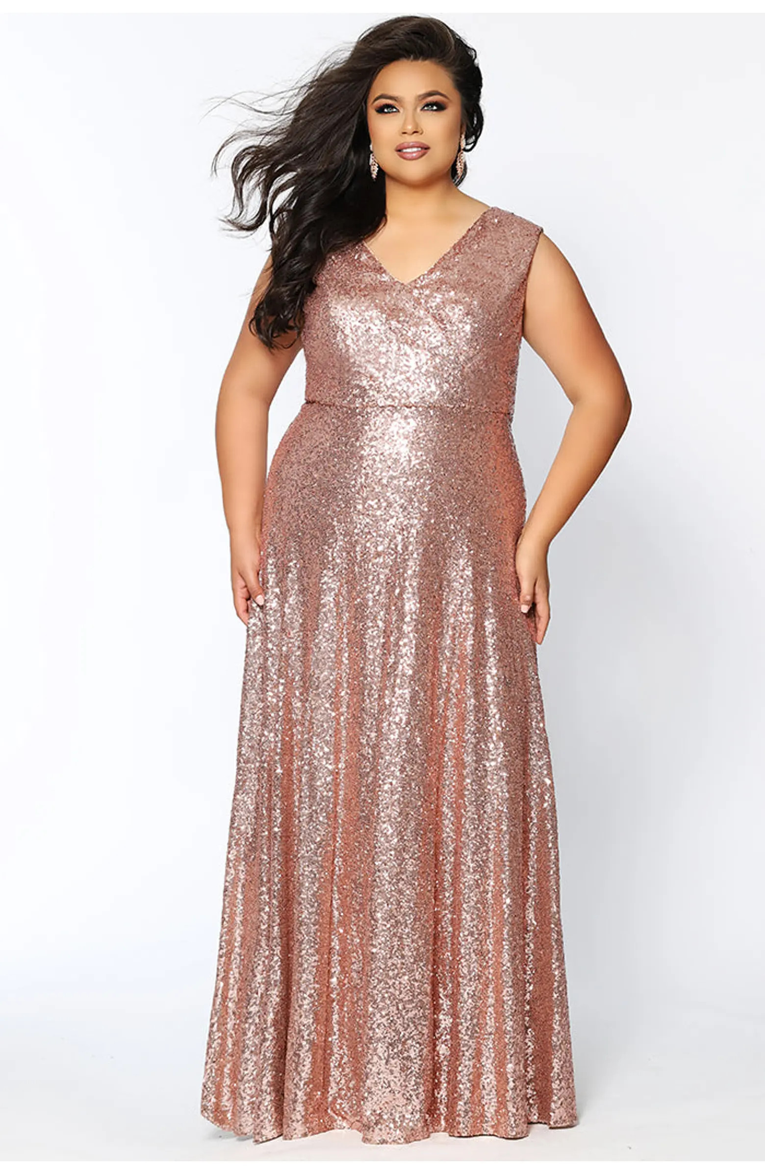 Celebrations by Sydney's Closet V-Neck Plus Size Sleeveless Sequin Maxi Dress | Nordstrom | Nordstrom