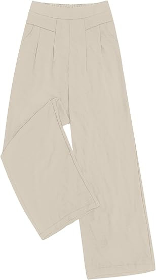 DouBCQ Women's Culottes Wide Leg Pants Elastic Waist Trousers Casual Palazzo Pants with Pockets | Amazon (US)