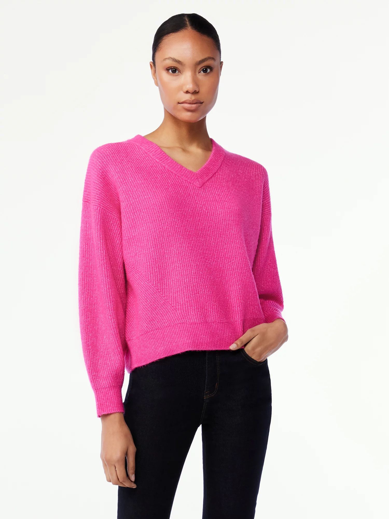 Scoop Women's V-Neck Sweater - Walmart.com | Walmart (US)