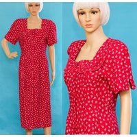 Vintage 1980S Red Dress | Medium 8 | Etsy (UK)