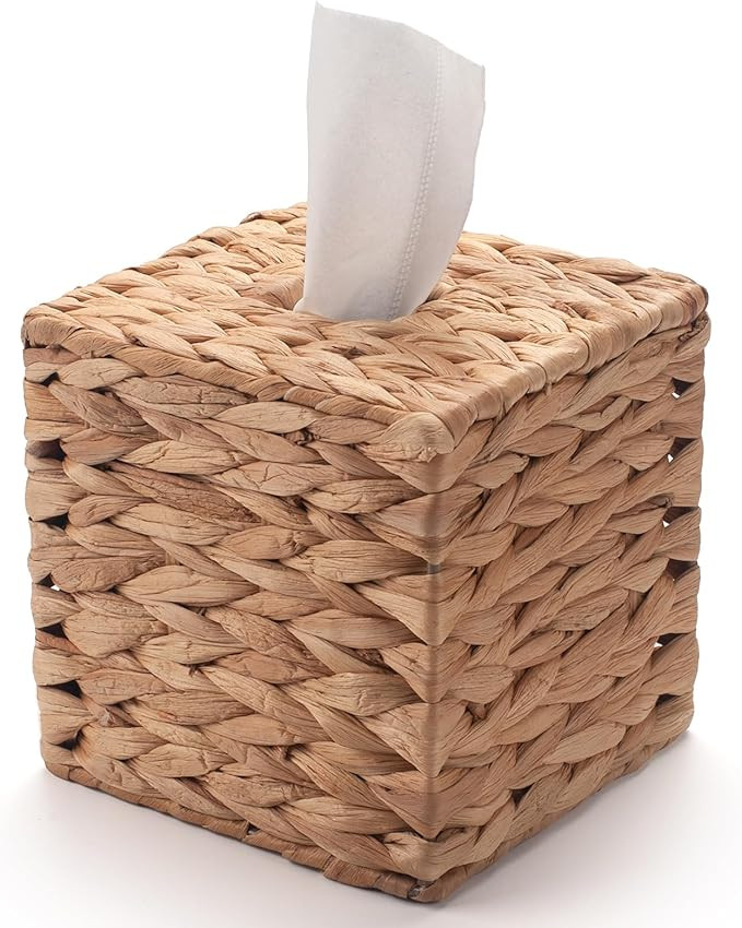 Tissue Box Cover Square, Rattan Tissue Box Holder -Boho Decorative Woven Facial Tissue Holder on ... | Amazon (US)