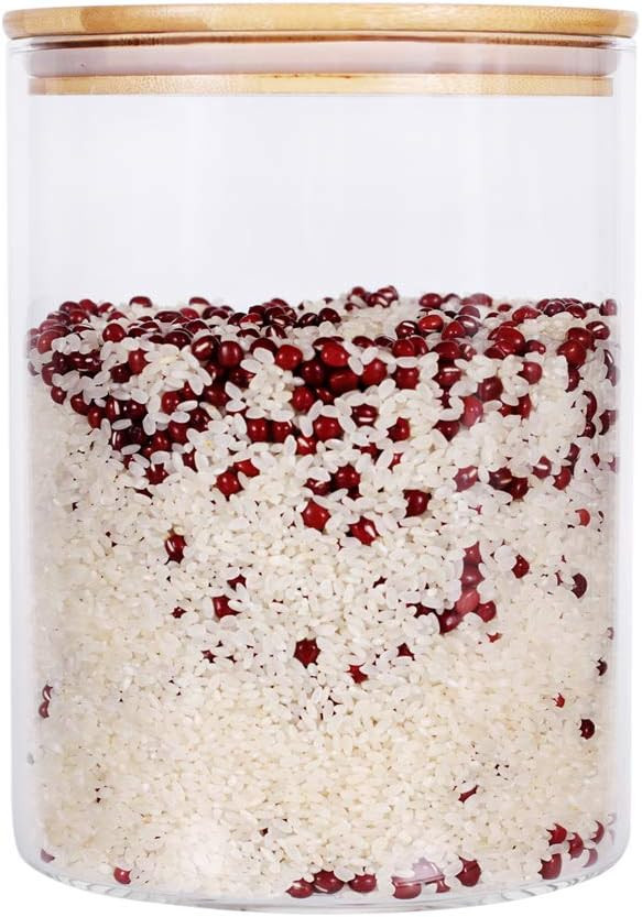 Large Glass Food Storage Container, 100 FL OZ (3000ml) Glass Food Canister with Airtight Bamboo L... | Amazon (US)