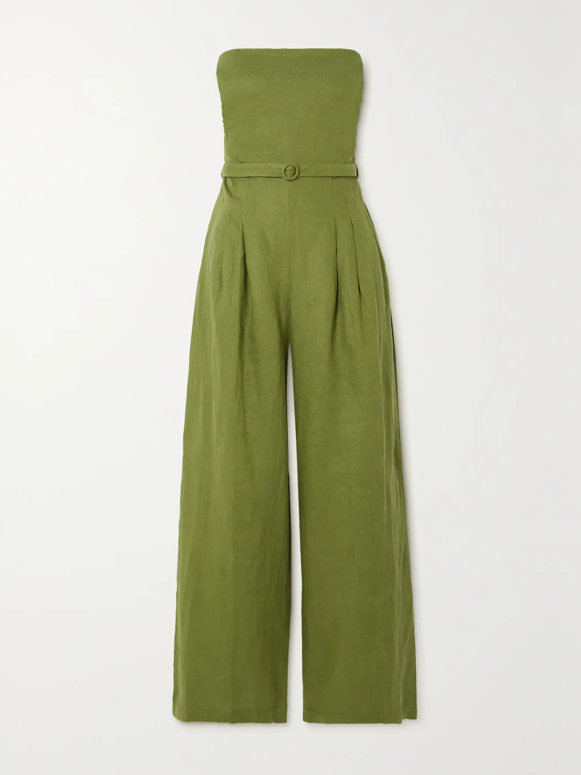 + NET SUSTAIN Alegrias strapless belted linen jumpsuit | NET-A-PORTER (US)