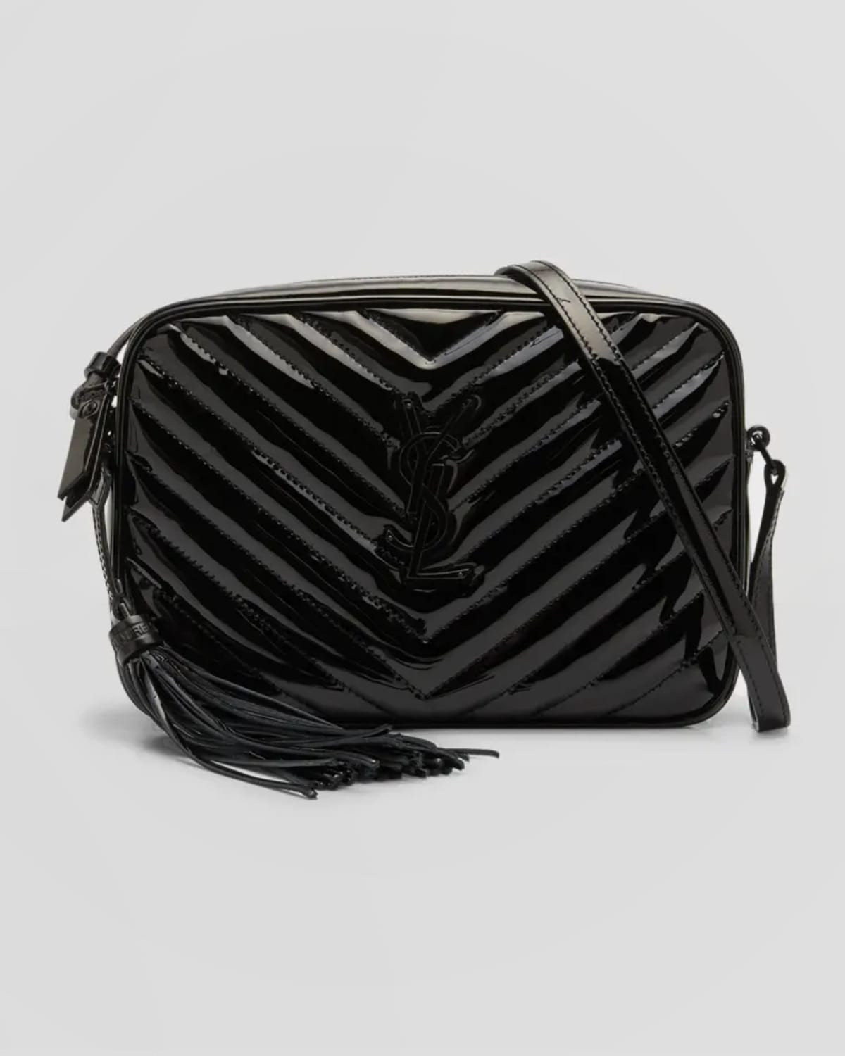 Lou Medium YSL Camera Bag with Pocket and Tassel in Quilted Patent Leather | Neiman Marcus