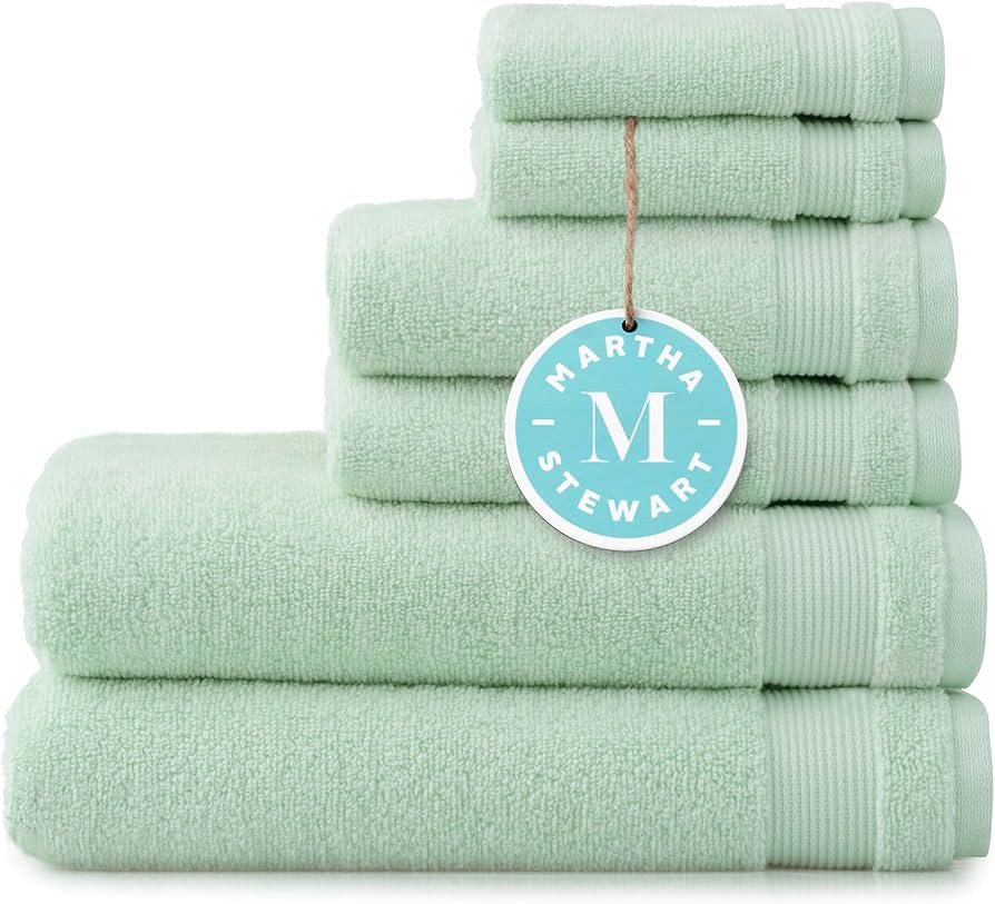 MARTHA STEWART 100% Cotton Bath Towels Set Of 6 Piece, 2 Bath Towels, 2 Hand Towels, 2 Washcloths... | Amazon (US)