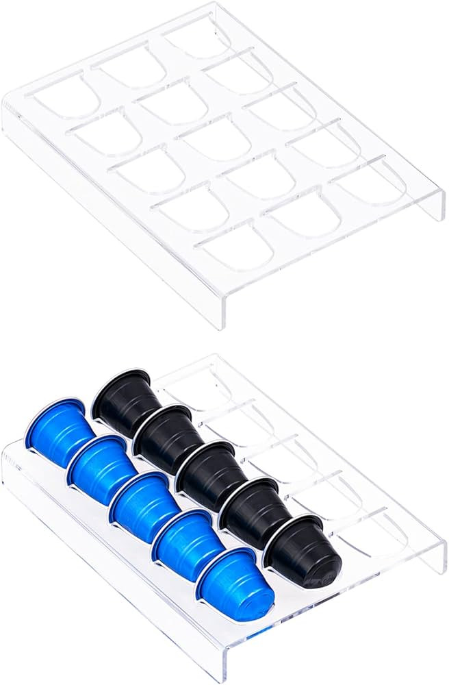 Sumerflos 2 Pack Acrylic Clear Coffee Pod Holder Organizer Tray, Coffee Pod Organizer for 15 Orig... | Amazon (US)
