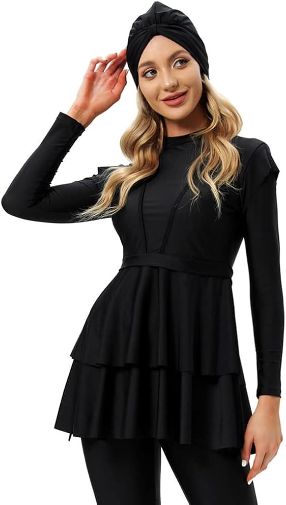 OBEEII Womens Muslim Swimsuits Full Coverage Long Sleeve Swimwear Burkini Hijab Bathing Suit S-4X... | Amazon (US)