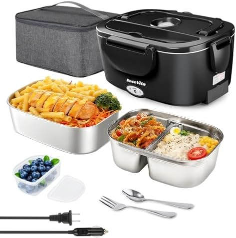 Electric Lunch Box for Adults, 80W Heated Lunch Box 1.5L 304 Stainless Steel Portable Food Warmer... | Amazon (US)