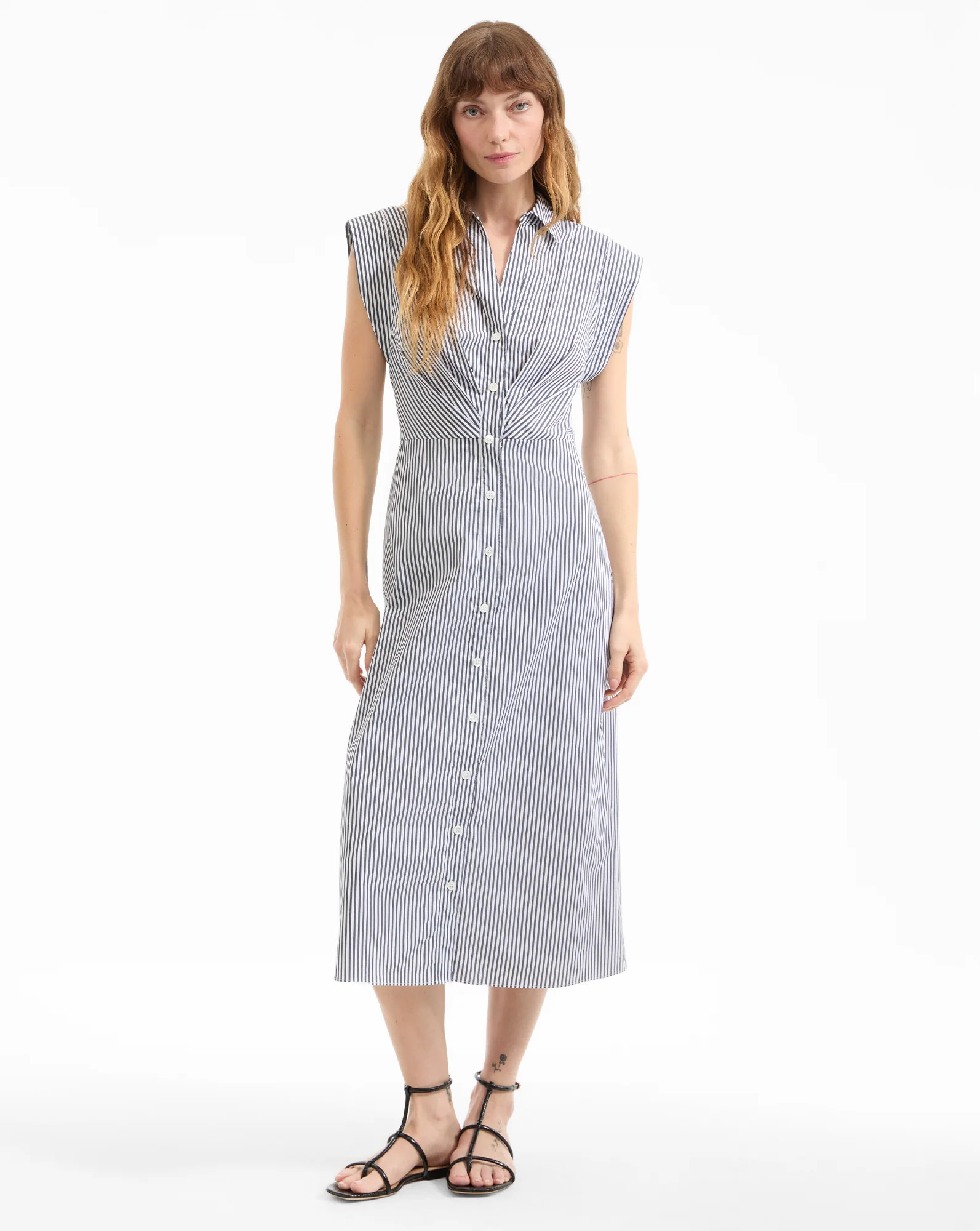 Haydon Striped Midi Shirtdress | Veronica Beard