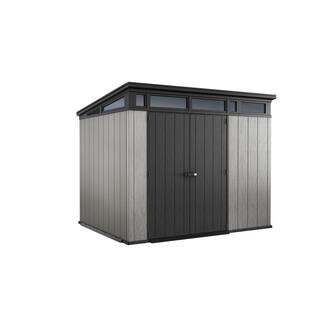Artisan 9 ft. W x 7 ft. D Grey Large Modern Durable Resin Plastic Storage Shed with Double Doors ... | The Home Depot