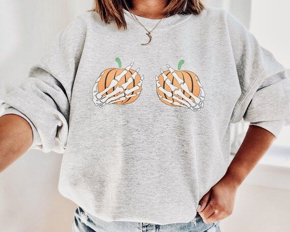 Skeleton Pumpkin Hands Shirt, Funny Halloween Sweatshirt, Halloween Gifts, Fall Sweatshirt, Hallo... | Etsy (US)