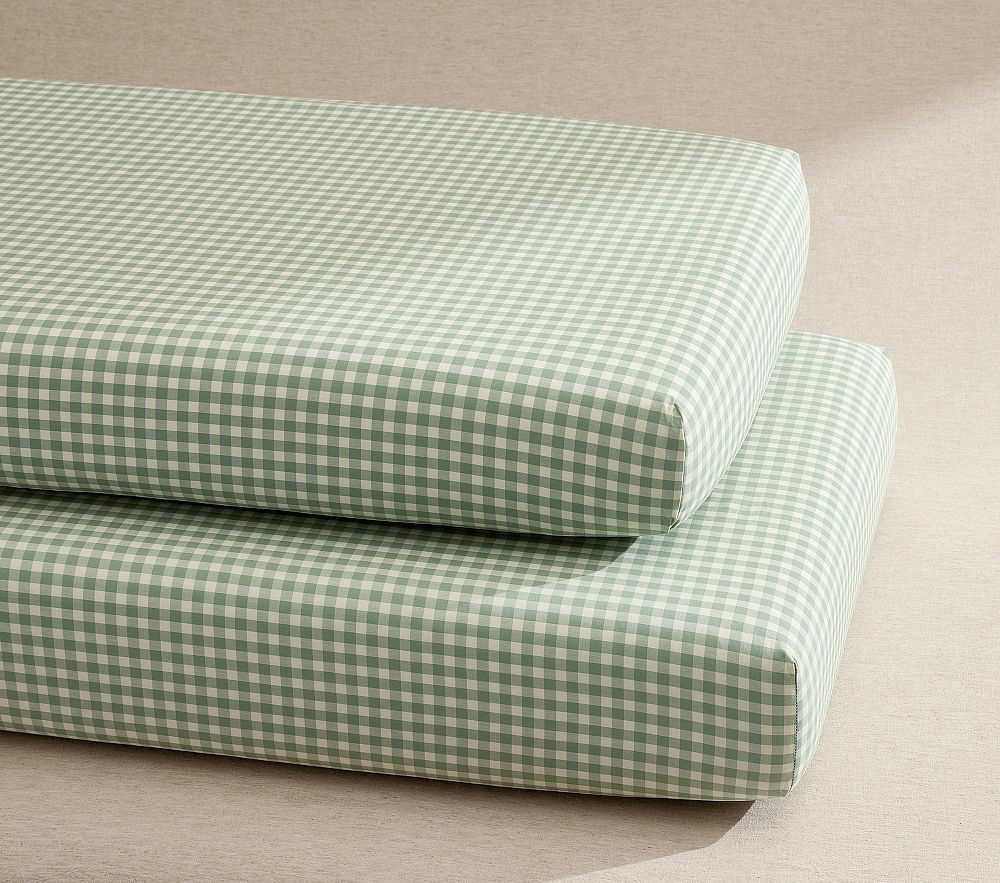 Chris Loves Julia Gingham Organic Crib Fitted Sheet | Pottery Barn Kids