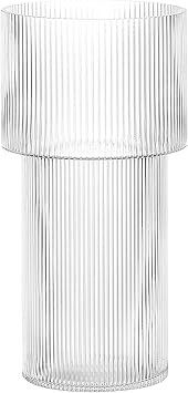 YANWE1 Ribbed Glass Vase, Clear Glass Vase, Flower Vase for Centerpieces, Tall Vase, Large Glass ... | Amazon (US)