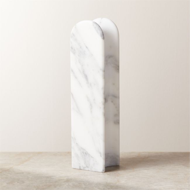 Chez White Marble Headphone Stand | CB2