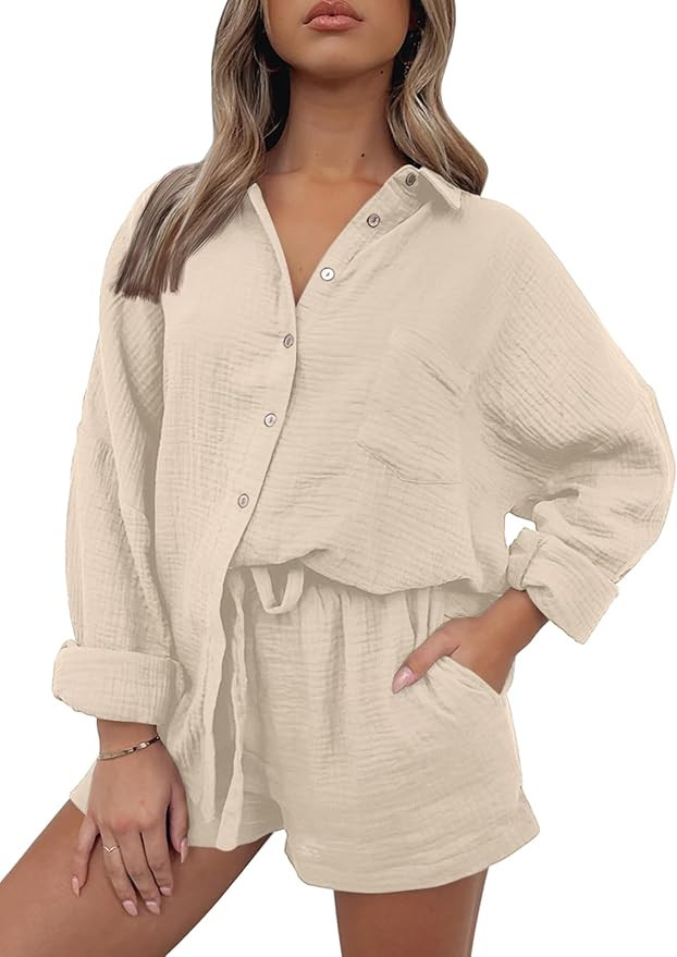 AUTOMET 2 Piece Sets For Women Lounge Wear Matching Two Piece Pajama Fashion Oversized Shirts And... | Amazon (US)