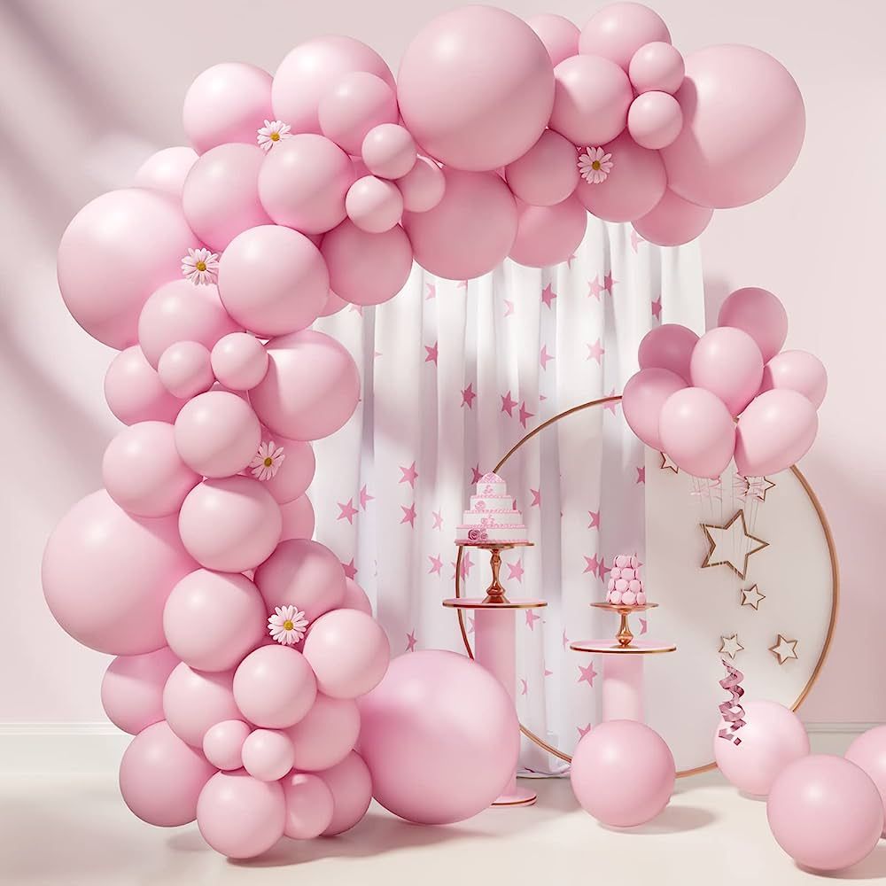 Pink Balloons 85 pcs Light Pink Balloons Garland Arch Kit 5/10/12/18 Inch Different Sizes Pastel ... | Amazon (US)