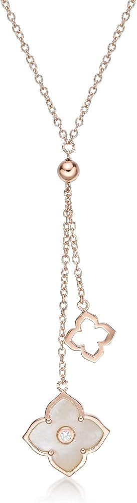 Lavari Jewelers Malachite, Black Onyx or Mother of Pearl and Cubic Zirconia Double Flower Necklac... | Amazon (US)