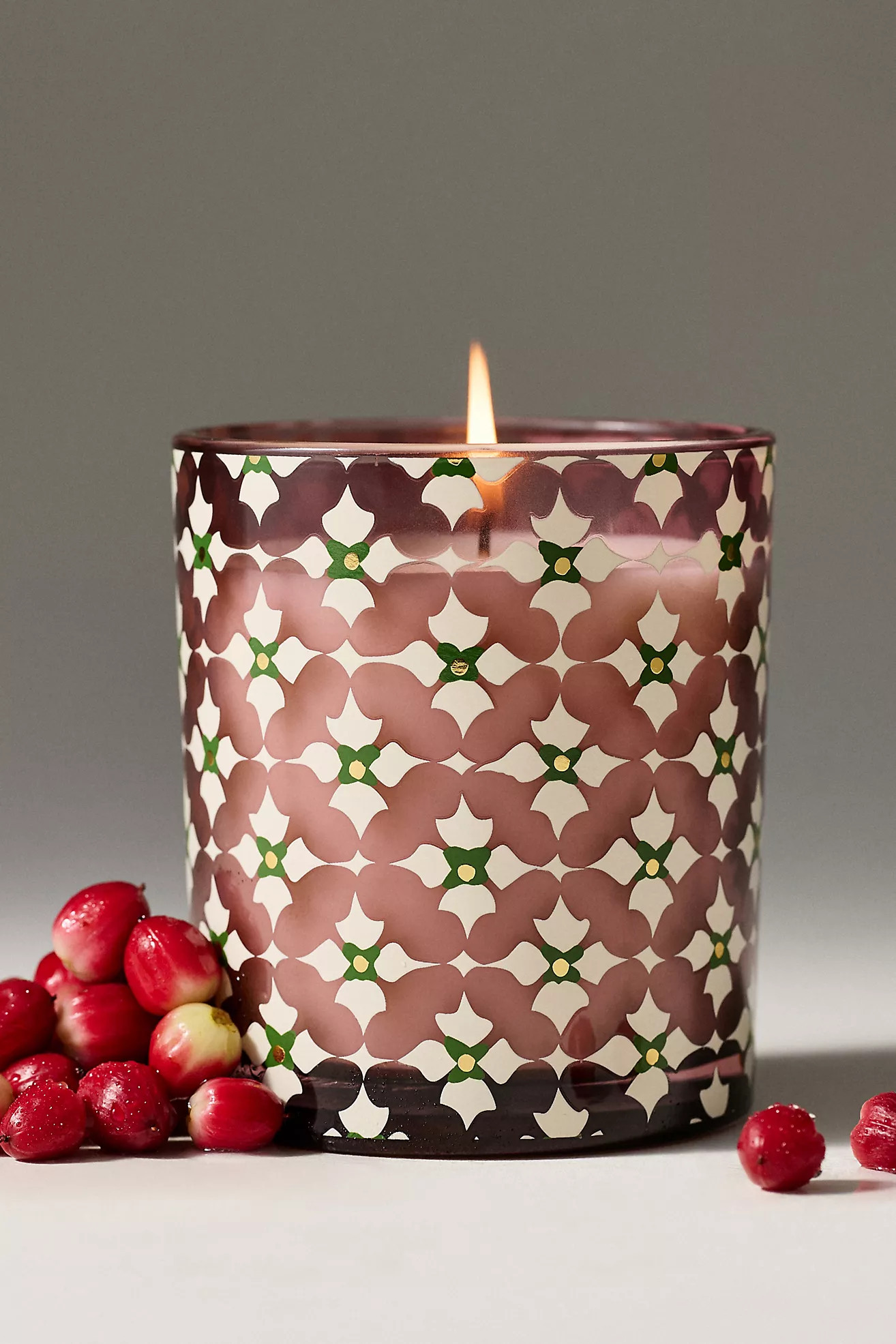 Jene Wrapped Fruity Cranberry Fizz Glass Candle | Anthropologie (US)