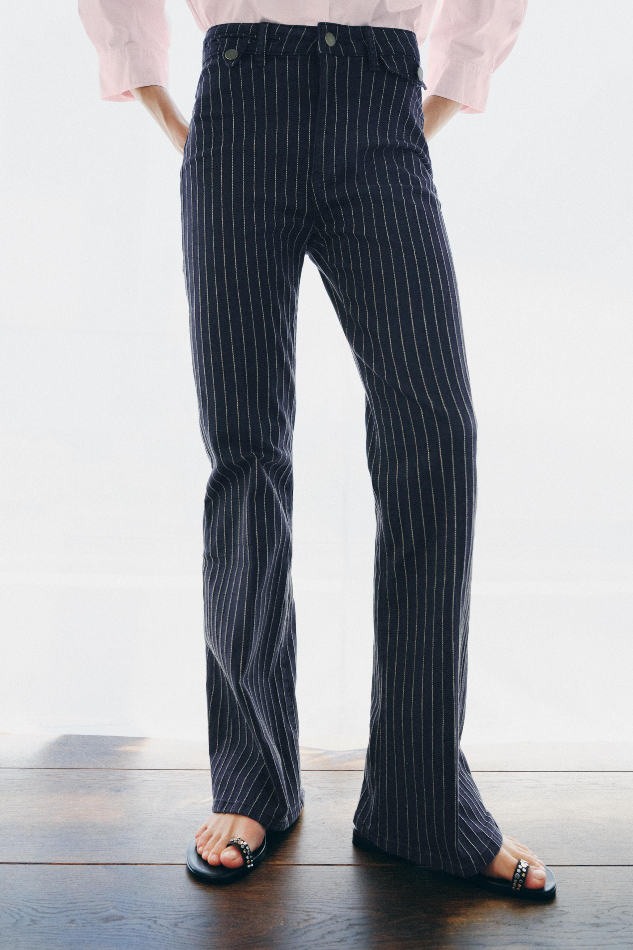 ZW COLLECTION HIGH-WAIST FLARE STRIPED JEANS | Zara UK