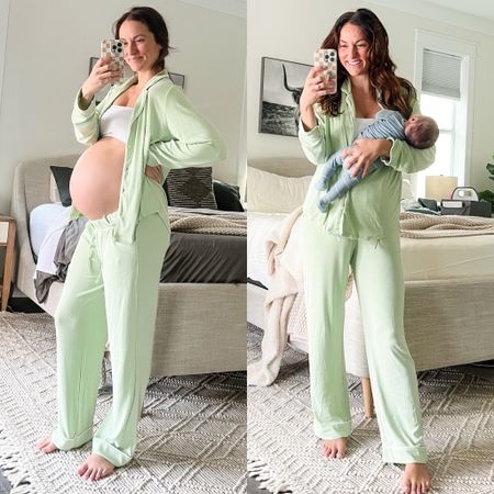 Spring pjs! Loved these for pregnancy and now for postpartum 🫶🏼 easy breastfeeding Jammie’s! Ribbed Bamboo to keep me cool and the perfect lime color 💚

#LTKbaby #LTKbump #LTKkids