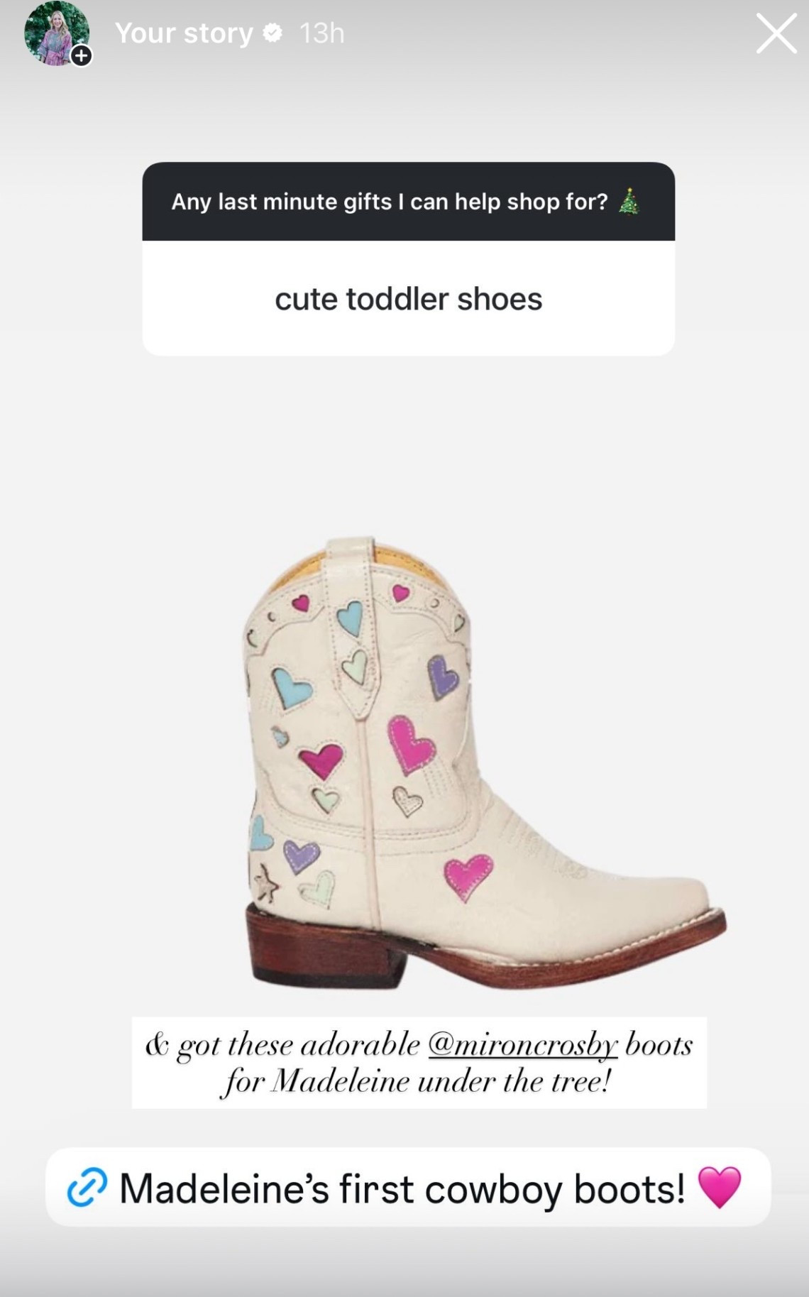 These little girl cowboy boots are under the tree currently for Madeleine! They are so precious and got the toddler size 5 and think she can start wearing them this spring! These would make a really special gift for nieces etc too! 

#LTKHoliday #LTKGiftGuide #LTKKids