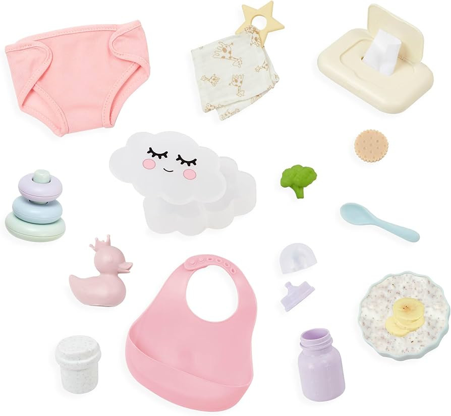LullaBaby – Meal Time & Changing Set – 14-inch Baby Doll Accessories – Diaper, Bib & Preten... | Amazon (US)