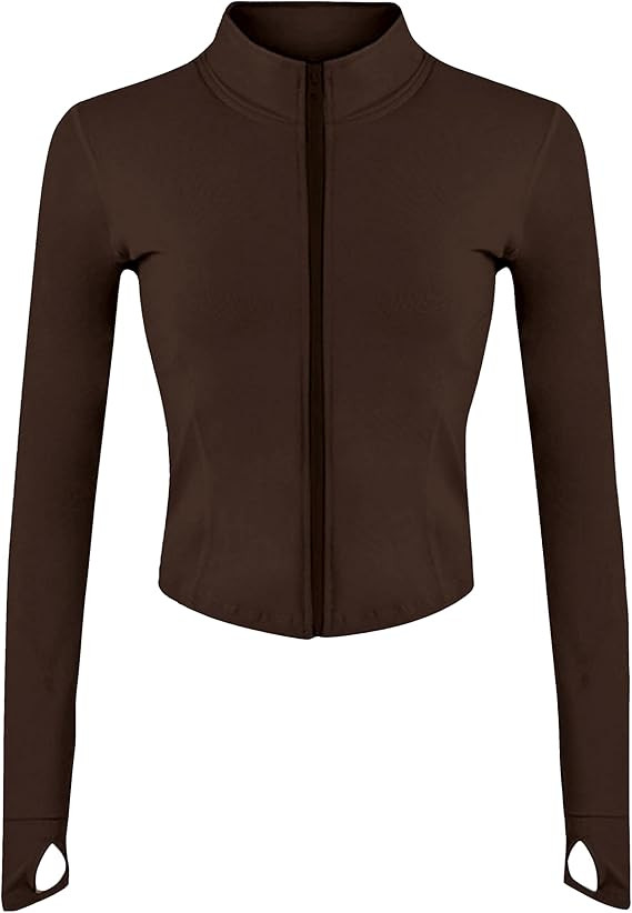 Lviefent Womens Lightweight Full Zip Running Track Jacket Workout Slim Fit Yoga Sportwear with Th... | Amazon (US)