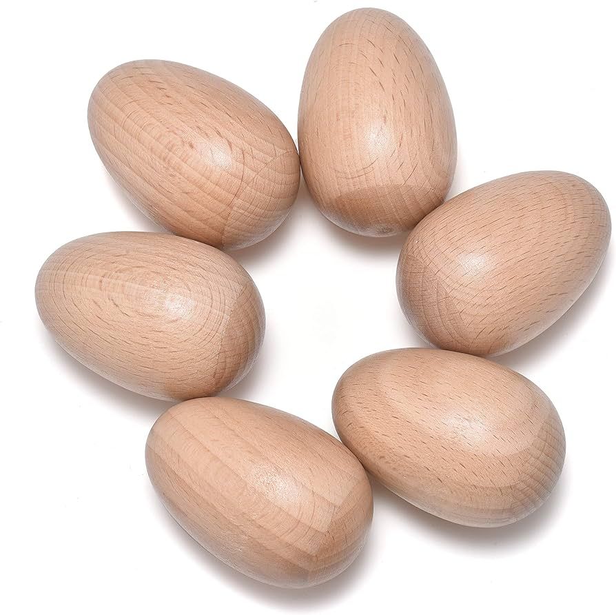 6 PCS Wood Egg Shakers Set, Musical Percussion Instruments, Natural Finish | Amazon (US)