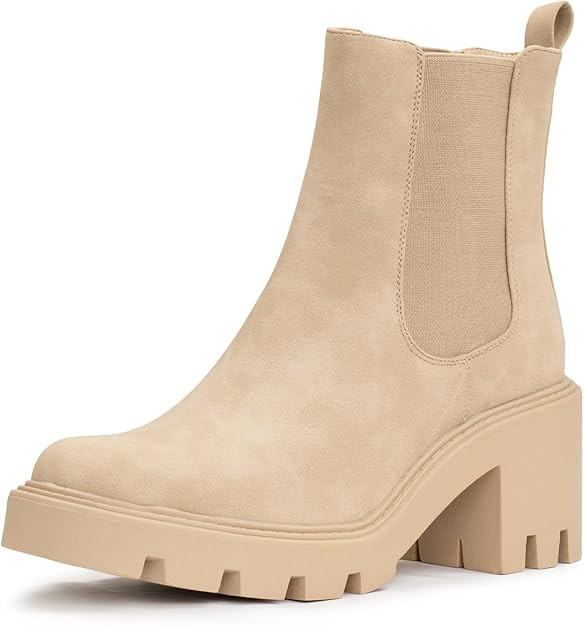 IXU 2023 Women's Chelsea Boots Chunky Boots For Women Platform Ankle Boots Pull-On Lug Sole Elast... | Amazon (US)